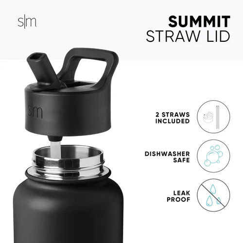 Vista 3 de Simple Modern botella de agua con tapa con pajita, termo de acero inoxidable con aislamiento al vacío, taza de metal reutilizable, sin BPA, a prueba