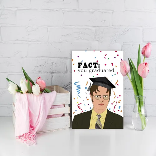 Vista 5 de BENNLOOS Divertida tarjeta de graduación de regalo para él y ella, divertida tarjeta de graduación de la oficina de Dwight, The Office Fact: You