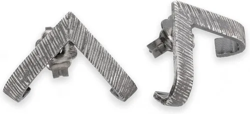 Vista 9 de Emmanuela - Aretes de aro texturizados en forma de V, plata de ley 925 chapada en oro, estilo minimalista, moderno, sexy, hipoalergénicos y sin