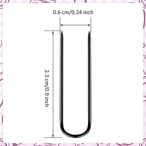 Vista 2 de MTLEE 200 horquillas para acolchar, costura, doble costura, bloqueo de acero inoxidable, pasadores en U para manualidades, costura, joyería, Negro