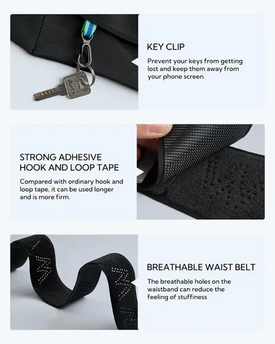 Vista 6 de WATERFLY Cinturón para Correr Riñonera: Bolsa de Cintura Delgada para Hombres Mujeres, Soporte para Teléfono de Fitness para Entrenamiento Maratón