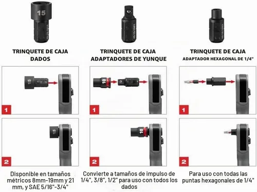 Vista 4 de Adecuado para Milwaukee 49-16-1640 Box Ratchet Socket SAE Set - 8 PC, negro
