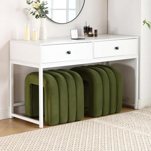 Vista 14 de Taburete otomano multifuncional, reposapiés para sofá, taburete de tocador moderno para sala de maquillaje, sala de estar y entrada, taburete