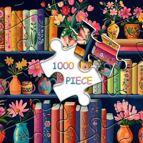 Vista 7 de Rompecabezas de Libro en Flor de Jigsaw 1000 Piezas, Rompecabezas de Páginas de Flores Silvestres de PICKFORU, Rompecabezas Floral de Plantas Libros