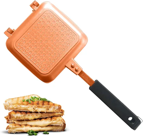 Vista 8 de Jean-Patrique Máquina de sándwiches para parrilla Panini, color negro – Máquina de queso a la parrilla antiadherente de cerámica con asas