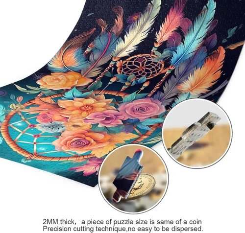 Vista 3 de Dreamcatcher Floral Jigsaw Puzzles 500 Pieces for Adults with Mesh Storage Bag 2011427