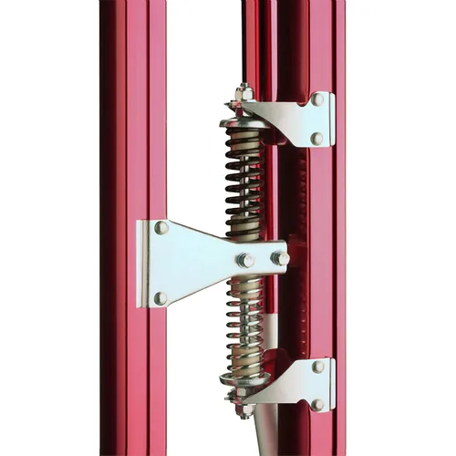 Vista 3 de Pentagon Tools - Pilotes de aluminio con resorte de 18 a 30 pulgadas con una correa de talón de bloqueo para construcción, pintura y acabado (rojo)