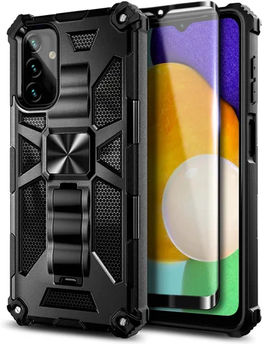 Vista 5 de NZND Funda de teléfono diseñada para Samsung Galaxy A14-5G, color negro, con protector de pantalla, protección de cuerpo completo a prueba de golpes