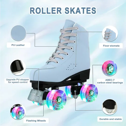 Vista 2 de jessie Patines de ruedas para mujer, patines esmerilados, ajustables, holográficos, para mujeres, patines de velocidad para mujeres, patines
