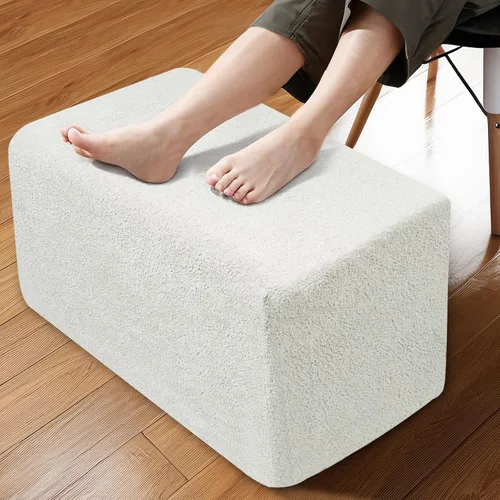 Vista 15 de Otomano Rectangular de Puf, Puf de Piso Relleno con Relleno de Espuma en Trozos, Reposapiés Suave de Felpa Coral en Forma de Raya Ancha, Otomano