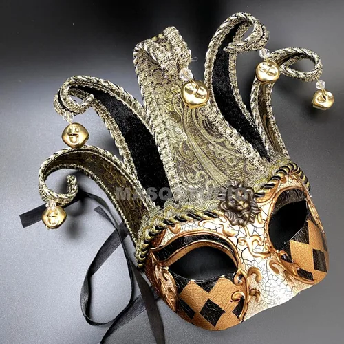 Vista 4 de MASQSTUDIO - Máscara de mascarada para parejas, Jolly Jester Cosplay Mardi Gras baile baile fiesta de cumpleaños o decoración