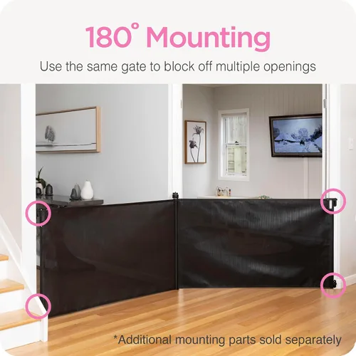 Vista 6 de Perma Child Safety Puerta retráctil para bebés para interiores y exteriores, 38.6 pulgadas de alto que se extiende hasta 79 pulgadas de ancho
