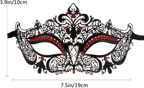 Vista 2 de Máscaras de máscaras para parejas, máscara de Mardi Gras, máscara de fiesta veneciana, máscara de disfraces de Halloween, máscara de metal, paquete