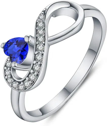 Vista 60 de Anillo Jo Wisdomo de compromiso. de plata esterlina, con corazón e infinito, anillo de amistad, para ella