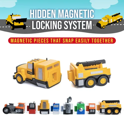 Vista 4 de Popular Playthings Vehículos de construcción magnéticos para mezclar o combinar