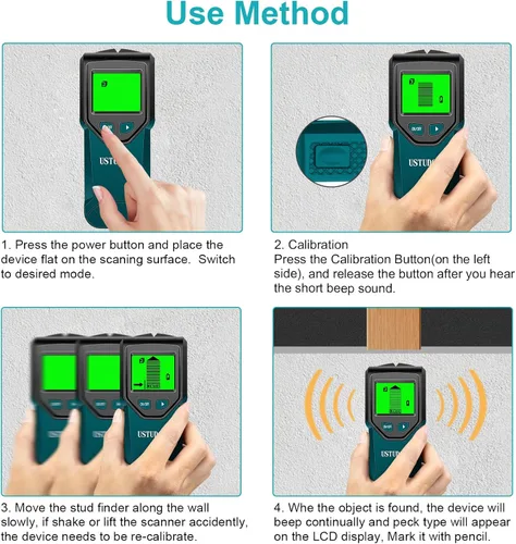 Vista 7 de Buscador de pernos – Escáner electrónico de pared 5 en 1, sensor de pernos con pantalla LCD digital y chip inteligente inteligente, detector