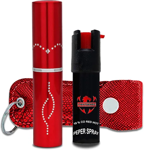 Vista 10 de FIGHTSENSE Kit de defensa personal para mujer, spray de pimienta y linterna de lápiz labial de autodefensa, batería recargable, llavero bolsa