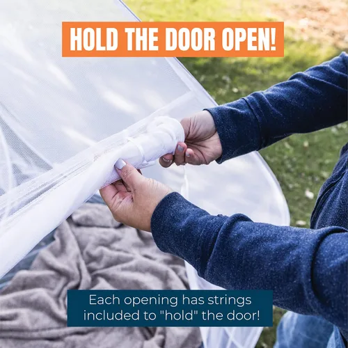 Vista 6 de MEKKAPRO Carpa con Mosquitera – Gran envolvente de carpa de malla plegable de 80" x 71" x 63", diseño desplegable portátil, pantalla de agujeros