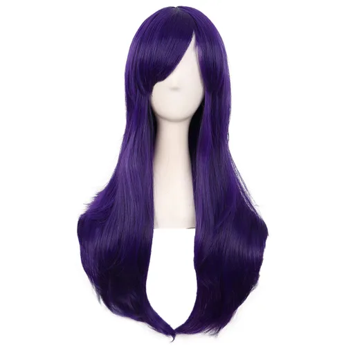 Vista 9 de MapofBeauty - Peluca larga de extremos rizados para cosplay, de 28 pulgadas, para mujer, color Azure Azul celeste