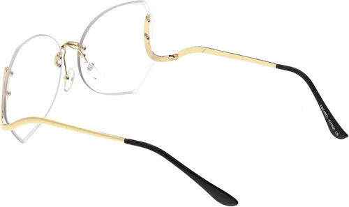 Vista 4 de zeroUVOversize Beveled mariposa Rimless curvo Brazo de metal redondo Lentes 60mm