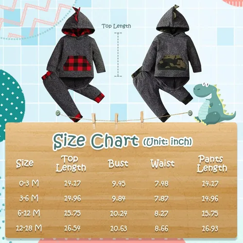 Vista 7 de Ropa de bebé niño para niños pequeños, traje de otoño e invierno, sudadera con capucha de manga larga + pantalones, 2 piezas