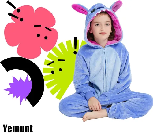 Vista 6 de Yemnut Disfraz unisex de franela para Halloween y Navidad para niñas y niños