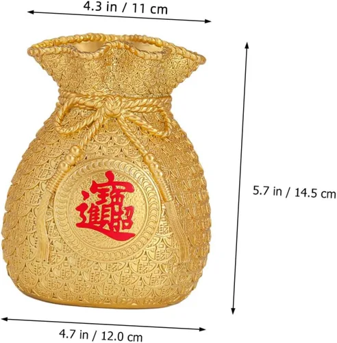 Vista 4 de MAGICLULU Hucha china de la suerte figura de Feng Shui, adorno de banco de monedas, figuras de dinero chino de la suerte para niños, decoración