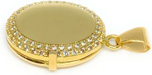 Vista 2 de Leney Medallón Medallón Medallón de Oro de 18k Enjoyado con Circonitas, Zirconia cúbica, Circonia cúbica