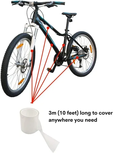 Vista 2 de TURBOOST Cinta de protección para marco de bicicleta, película protectora de esquina de protección de cadena de pintura MTB, transparente, 9.8 ft