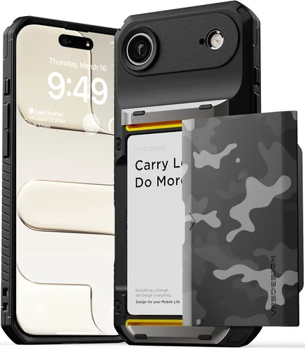 Vista 13 de VRS DESIGN Damda Glide Pro - Funda para iPhone 12 Pro Max, con [4 tarjetas] Premium Robusta [Semiautomática] Funda para tarjeta de crédito