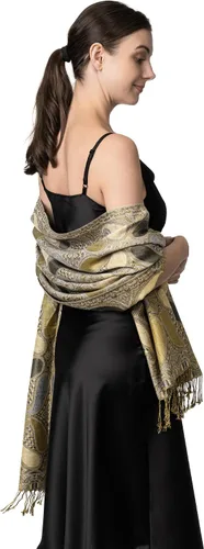 Vista 7 de Achillea Bufanda suave y sedosa de cachemira multicolor pashmina de doble capa