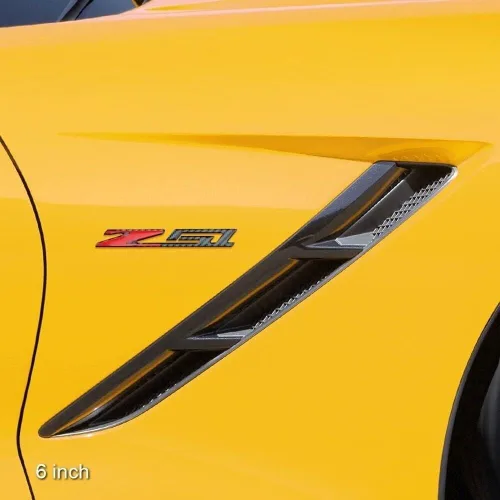 Vista 5 de Juego de par Corvette C7 Z51 Emblema de fibra de carbono, adhesivo de calcomanía de reemplazo para Corvette (Negro Rojo de fibra de carbono)