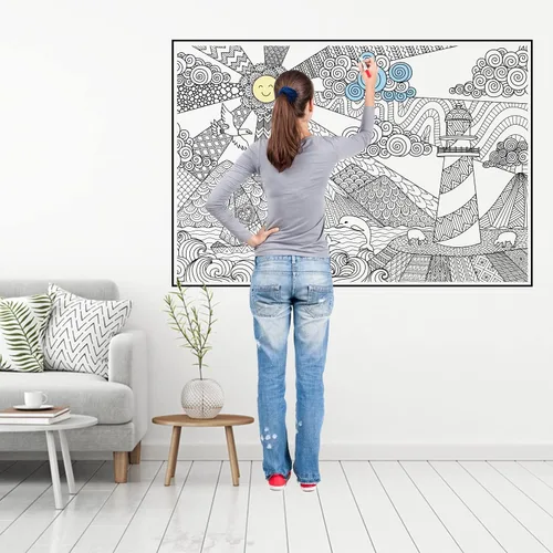 Vista 2 de Dekali Designs Seascape - Póster para colorear extra grande para adultos, 35 x 52 pulgadas, tamaño gigante en papel grueso de alta calidad