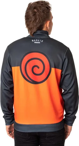 Vista 4 de Bioworld Naruto Shippuden - Chaqueta de disfraz para hombre con símbolo Uzumaki 07, Gris Carbón