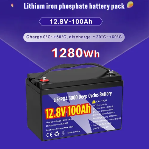 Vista 5 de Batería de litio LiFePO4 de 12 V 100 Ah, grupo 31 1280 Wh, batería de fosfato de hierro y litio de más de 8000 ciclos profundos, larga vida útil