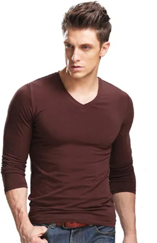 Vista 18 de XUDIAN. Camiseta de manga larga para hombre, cuello redondo