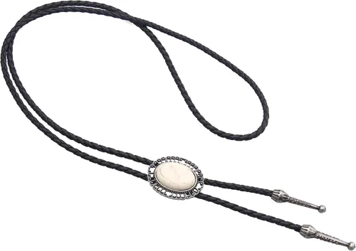 Vista 116 de Jeilwiy Corbata de bolo para hombre, corbata de vaquero occidental, collar de corbata de bolo dorado, corbata de cuero, corbata de Halloween