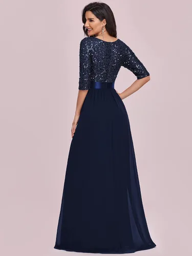 Vista 2 de Ever-Pretty 0683 - Vestido largo de noche con lentejuelas y cuello redondo para mujer