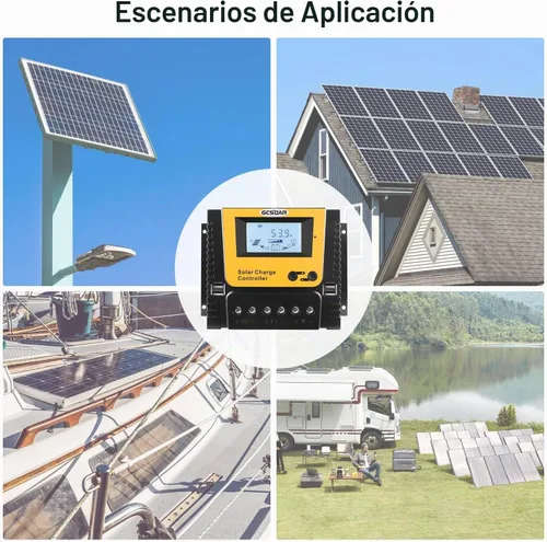 Vista 6 de Controlador de carga solar GCSOAR 40A 12/24/48V Auto PWM Regulador APP Monitor