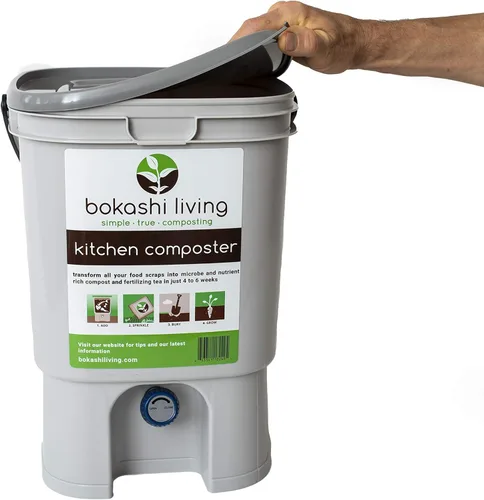 Vista 4 de Kit de iniciación de compostaje Bokashi prémium (incluye 1 contenedor Bokashi, 2.2 libras de salvado Bokashi e instrucciones completas)