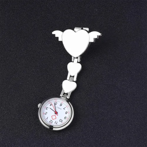 Vista 2 de Reloj colgante de enfermera, reloj colgante creativo de moda, diseño de corazón, decoración de cuarzo, reloj de bolsillo