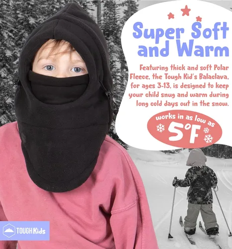 Vista 2 de Kids Winter Hat with Mask - Ski Mask for Kids - Ninja Kids Balaclava & Winter Face Mask for Kids wHood - Toddler Balaclava