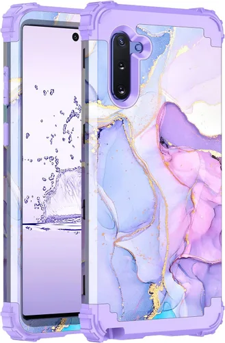 Vista 8 de Hekodonk Funda para Galaxy Note 10, que brilla en la oscuridad, tres capas, resistente, protección a prueba de golpes, plástico duro+silicona suave