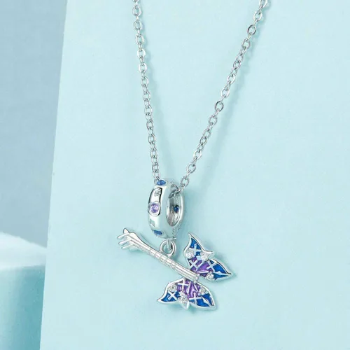 Vista 5 de Abalorio de guitarra de plata de ley 925 con cuentas de música arco iris rompecabezas amor colgante para pulsera Pandora Charm Bajo A
