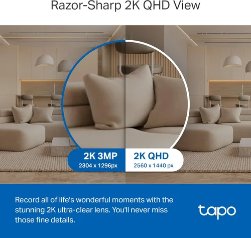 Vista 3 de TP-Link Tapo - Cámara de seguridad Pan/Tilt de 2K QHD para cámara de mascotas, monitor de bebé, detección de movimiento, seguimiento de movimiento