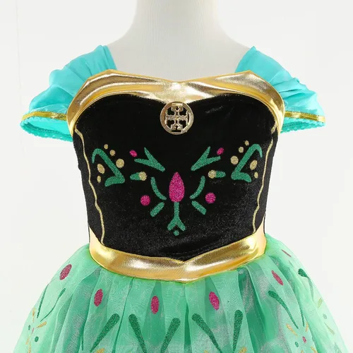 Vista 4 de Princess Costume for Girls Green Dress Up with Accessories for Toddler Cosplay Christmas Birthday Party
