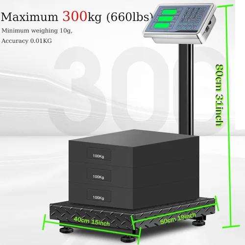 Vista 4 de Balanza de plataforma de piso industrial de 660lb con rotación de 90°-135°, pantalla doble cara, balanza digital de computación de peso, balanza