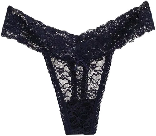 Vista 5 de Tangas de encaje sexy para mujer ropa interior descarada en V paquete de 5