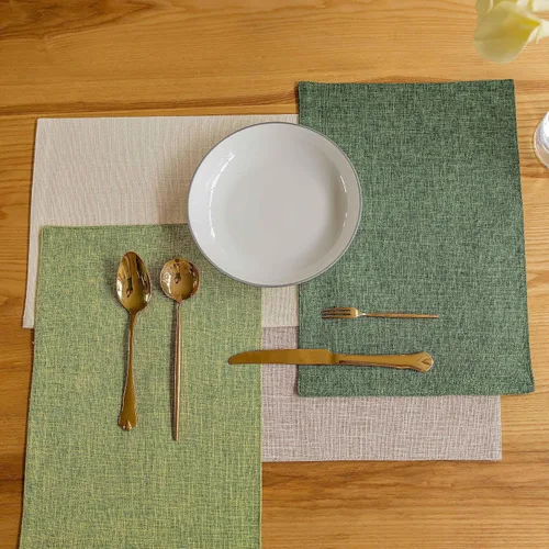 Vista 186 de Demetex - Juego de 4 manteles individuales de mesa de estilo rústico, resistentes al calor, de lino, lavables, de tela, manteles individuales