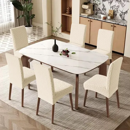 Vista 2 de Genina Juego de 4 fundas impermeables para sillas de comedor, extraíbles y lavables, color beige grande